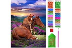 ARTULIO Diamond Painting Pferd Set – 5D Diamant Painting Bilder 30x40 cm mit Diamond Painting Zubehör für Kinder und Erwachsene - Crystal Art für Home Wand Deko