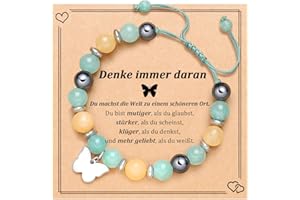Aunis Armband Geschenke für Mädchen zu Geburtstag, Valentinstag, Weihnachten, Schmetterling Naturstein-Armbänder mit Zitatkarte