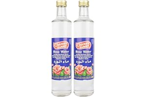Chtoura Garden - Acqua di rose orientali ideale per cuocere e cucinare - Acqua fiorita per aromatizzare piatti dolci, prodotti da forno e bevande, in set da 2 bottiglie di vetro da 500 ml