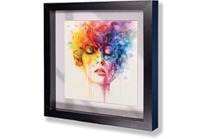 BRITISH OWL British made Black 10" x 10" Shadow Box Picture Frame Wooden Photo, Crafts, Wedding, Art, With Mount