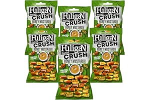 Huligan Honey-Mustard Pretzels 65G x Pack of 6 - Baked Pretzel Thins Savoury Snacks Bulk Healthy Vegetarian Snack Box Crisps Multipack