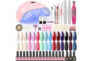 PEACECOLOR Kit Semipermanente Unghie Completo con Elettrica Fresa per Unghie,15 Colori Smalto Semipermanente 36W Unghia Lampada,Base Coat Top Coat e Opaco Top Coat con gli Strumenti Decorazioni per Manicure