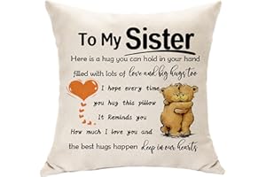 Hasodeo Sister Present for Women Sister Gifts from Sister Cushion Cover for Big Sister Little Sister Middle Sister Pillowcase Keepsake Gifts for Her Birthday Christmas Bridal Shower Gifts (Sister)