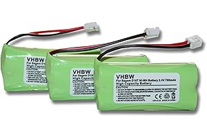 Lot 3 Batteries ni-MH vhbw 700mAh (2.4V) pour combiné téléphonique Sagem D16T, D16T Duo, D16T Duo 2, D18T, D21T, D21V. Remplace: 2SN-AAA55H-S-JP1.