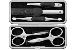 ‎ZWILLING ZWILLING Zestaw do manicure (5 części, etui z prawdziwej skóry, metalowa ramka, nożyczki do paznokci i skórek), premium, czarny