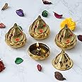 Fashion Bizz Brass Akhand Diya Magical Lantern Brass Diya Decorative Brass Crystal Oil Lamp Lantern Puja Lamp Brass Table Diya Set of 4 Pcs Table Diya Set Ht : 3 Inch