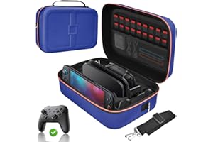 Gorixer Switch Case for Nintendo Switch 2/1 /OLED, Portable Travel Carry Case All-in-One Deluxe Storage Bag with 18 Game Card Slots for Console & Accessories - Blue