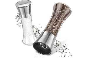 MUJGAN Salt and Pepper Grinder Set - Refillable Spice Mill for Sea Salt, Black Pepper, Herbs, and Seasoning - Kitchen Spice Grinders with Spice Grinder and Refillable