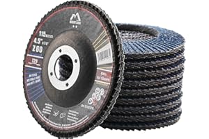 Merryland Tarcza Lamelkowa 115 Metal Do Szlifierki Kątowej, 115mm Ziarno 60 T29 Ściernice Listkowe, Stal Żelazo Stal Nierdzewna INOX Niebieski Korund Cyrkonowy 10 Sztuk, Craft-Line FC1107314-10