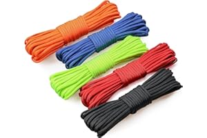 ‎VABNEER VABNEER 5 Stück x 33ft/10m Paracord, 4mm Paracord 550 7 Kern-Strängen Nylon Reepschnüre, Hält bis zu 250kg, Ideal für Outdoor Survival Camping