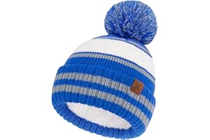 Bequemer Laden Gorro Pompon de Invierno Niño y Bebé, Caliente Forrado de Polar, Gorra Skull para 2-7 Años Regalo Niño Niña