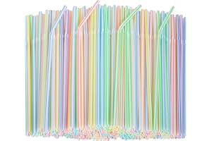 JEFFOUOO 200 Stück Strohhalme,Wiederverwendbare Strohhalm,Bunte Streifen Trinkhalme,Mehrfarbige Strohstreifen,Strohhalme für Zuhause Partys,Milch,Saft,Getränke,Cocktail
