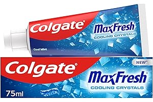 Colgate Max Fresh Toothpaste with Cooling Crystals 75ml - Fresh Breath Toothpaste - Fresh FX Technology for 10X Longer Lasting Cooling* - Helps to Fight Cavities - Keeps Teeth White