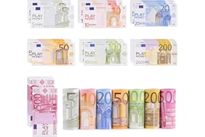 EUYKQNOI Jeu de Marchande pour Enfants,105 Billets Euros Factices(5/10/20€/50€/100€/200€/500€),Argent Jouet Éducatif pour Caisse Enregistreuse,Apprentissage Mathématiques d'Anniversaire et Jeu de Rôle
