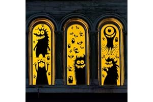 VAWCORNIC 5 fogli 29 pezzi giganti adorabili sbirciando Halloween finestra si aggrappa mostro cattivo finestra adesivi per Halloween decorazione fornitura