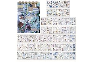 Wotean Scrapbook Autocollants Ancien Style, 50 Feuilles 1000 Modèles Mini Scrapbooking Supplies, Record Autocollant Matériel Livre Kit, Esthétique Autocollant Art Craft DIY Cadeau (A)