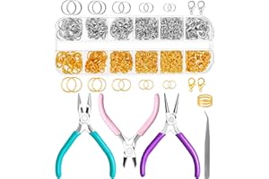 Gkelaly Biegeringe Schmuckzangen für Schmuckherstellung, Golden Silber Biegeringe Verschlüsse und 3Pcs Zangenset für Armbänder Halsketten Ohrringe Schmuckreparatur und Schmuckherstellung Zubehör