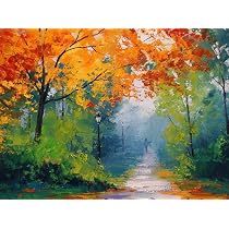 WOWDECOR Malen Nach Zahlen Kit – Herbstwald Mit Rahmen 40x50 Cm, Für Erwachsene