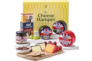HATTIE'S GIFTS Hattie’s Gifts Cheese Hamper - British Artisan Cheese Gift Set with Caramelised Onion Chutney & Peter’s Yard Crackers - Luxury Food Hamper for Christmas, Birthdays & Special Occasions