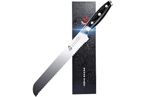 TUO Coltello da Pane Professionale Coltelli da Torta 23cm Coltello da Pasticceria Coltello da Cucina Seghettato Acciaio Inossidabile Tedesco con Confezione Regalo-Black Hawk Series