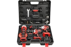 TEENO Pacchetto da 3 confezioni include Avvitatore a impulsi a batteria + Trapano a percussione + Smerigliatrice angolare senza spazzole （ 20V 2 * batterie 3Ah）