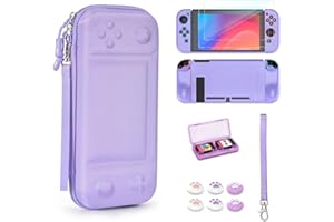YK YOUNIK Younik Switch Étui pour Switch 2017 Modèle, Kit d'accessoires Switch 14 en 1 avec Mallette de Transport Switch, Accessoires de Protection pour Console Switch et J-Con (Violet, Modèle de Bouton)