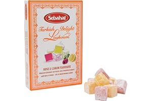 GÜDSTUF Sebahat Turkish Delight (Lokum) in Gift Box (Rose & Lemon, 200g)