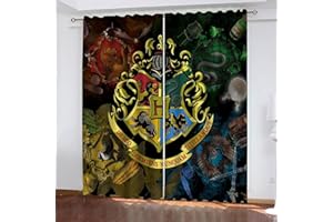 DDONVG Harry Poter Gardinen Kinder Verdunklungsgardine Ösen Für Schlafzimmer, Hogwarts School Verdunkelungsvorhang-Set 2er Set Für Kinderzimmer (16,100x140cm(BxH)/ 50x140cmx2)
