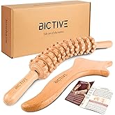 BICTIVE&reg; Professional Quality Wood Lymphatic Drainage Board and Curved Roller Kit Anti-Cellulite Massager Reducer, Wooden Rol