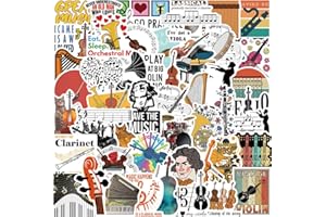 BIMANI Lot de 50 autocollants musicaux orchestraux pour bouteilles d'eau, scrapbook ordinateur portable, téléphone, piano, violon, violoncelle
