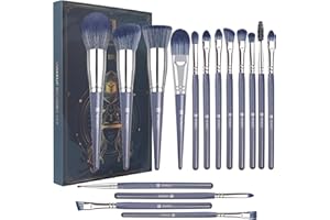 Pennelli Trucco HEYMKGO 16 pezzi Pennelli Make Up Premium Manico Conico Blu Scuro Set di Pennelli Per Trucco Kabuki Fondotinta Blush Pennelli da Trucco Professionale