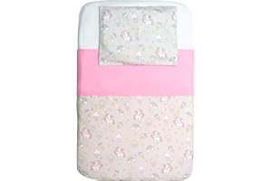 CANGOO CARE Piumotto Basic Set Lenzuola 3 Pezzi Compatibile Con Next To Me Culle Cosleeping Fianco Letto 50x83 Cm100% Cotone 1 Lenzuolo Di Sotto 1 Lenzuolo Copripiumino Sacco 1 Federa Unicorni