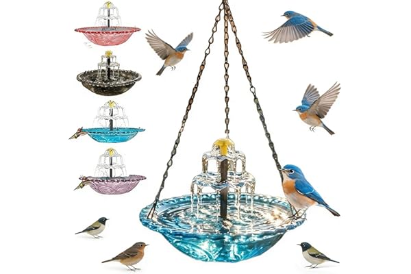 Bain d'oiseaux Suspendu Cascade Solaire pour Jardin,Fontaine Solaire pour Bain d'oiseaux,Pompe À Eau Solaires Bains Oiseaux Bol Fontaine,Solars Water Feature Bains Oiseaux pour Jardin (D, 1PC)