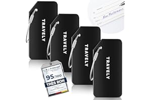 Travely Étiquettes de bagage de qualité supérieure - Facile à reconnaître, robuste et sûre - Avec étiquette nominative et protection de la vie privée - Étiquettes d'adresses polyvalentes et pratiques