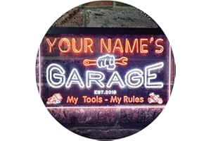 ADVPRO Personalized Your Name Est Year Theme Garage Man Cave Deco Dual Color LED Enseigne Lumineuse Neon Sign Blanc et orange 400 x 300mm st6s43-pp1-tm-wo