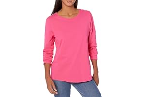 Amazon Essentials Camiseta de Cuello a la Caja, Manga Larga, 100% Algodón y Ajuste Clásico Mujer