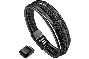 Murtoo Bracciale Uomo Pelle Chiusura in Acciaio Braccialetto Uomo Donna Pelle