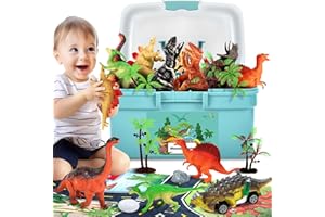 Labeol Dinosaur Toys for Boys Gifts Age 3 2 4 5 6 Year Old with Realistic Dinosaur Figures Play Mat Trees Stones and Eggs to Create a Dino World Boys Toys Age 2-5 Gifts for 3-6 Year Old Kids