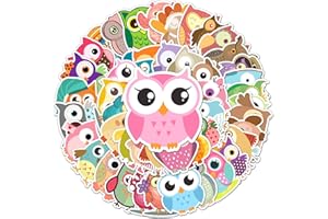 AFFOTO Eulen Aufkleber für Laptop(50 PCS),Geschenk für Kinder Jugendliche Erwachsene Jungen,Cartoon-Eulen Stickers Wasserdicht Vinyl Aufkleber für Scrapbook,Skateboard,Auto,Gepäck