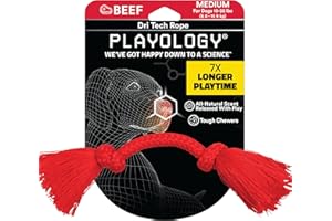 Playology Dri Tech Rope Dog Chew Toy for Medium Dog Breeds (15-35lbs) - Engaging, All-Natural Beef Scented Dog Toys for Tough Chewers - Easy to Clean - Interactive and Non-Toxic