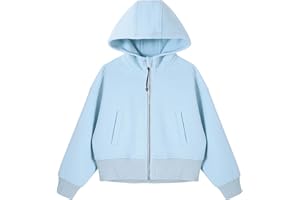 Rolanko Ragazze Felpa con Cappuccio con Cerniera, Cotone Giacca con Cappuccio a Maniche Lunghe Felpa con Tasche per Bambina