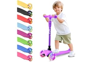 Hurtle Patinete, Scooter para niños, 3 Ruedas, Liviano, Luces LED, Antideslizante