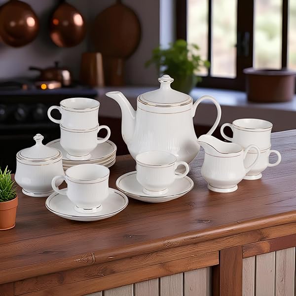 Buy Oasis Fine Bone China Tea Cup Set of 6 Golden Line DE820 (VIRA