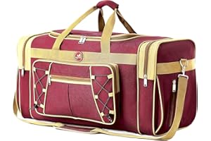 SPRING COUNTRY Sac de Voyage pour Homme, Week-End, Sac de Transport, léger, Extra Large, Oxford, Robuste, imperméable pour Homme et Femme, 66 cm (Bleu doré), Rouge/Or, X-Large
