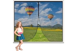 HYNSERV Zanzariera Magnetica Finestra 110x170cm Nero Magneti Rete Anti Zanzare Chiusura Automatica,Adsorbimento Magnetico Punch Gratuito Porte Scorrevoli, Garage, Finestra