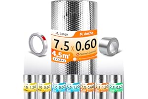 OPTIMER SYSTEM AISLANTE TERMICO MULTIUSOS PREMIUM| Reduce el Frio y el Calor | Rollo Aislante Termico para Ventana, Pared, Suelo, Techo, Coche, Garaje,Camper (7.5x0.6m | 4.5m² con cintas)