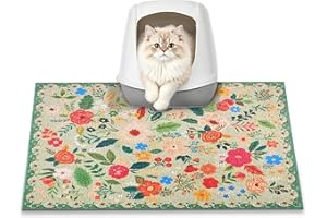 YOSEPATI Alfombra Arenero Gato, 60 x 40cm Alfombrilla Arena Gatos, atrapa 100% granulos, Impermeable, Antideslizante y Anti-orina, Suave con Las Patas, Fácil de Limpiar, también para comedero