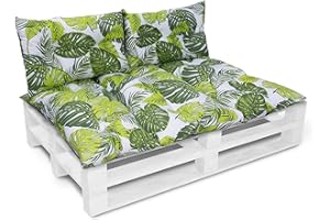 Amilian Sunnypillow Set di 1 cuscino per pallet, 120 x 80 e 2 x 40 x 60 cm, per mobili in pallet europeo, per balcone, piccolo divano o piccolo sofà per camera dei ragazzi, per esterni