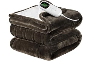 VIWAVE Manta Eléctrica 180x130cm,Esterilla Electrica with 6 Ajustes de Calor & Apagado Automático Programado,Manta Franela y Sherpa,Lavable para Sofá Cama Oficina