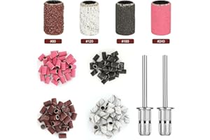 Sheryl&rain 120 Pezzi Levigatura Bande per Pedicure E Manicure,2 Punte per Fresa Unghie,Ricambi Fresa per Unghie,Cilindri Abrasivi Fresa Unghie,80/120/180/240 Grana Manicotti Di Levigatura per Unghie